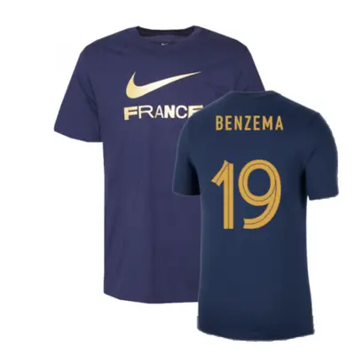 (L) France Swoosh Tee (Navy) (Benzema 19)