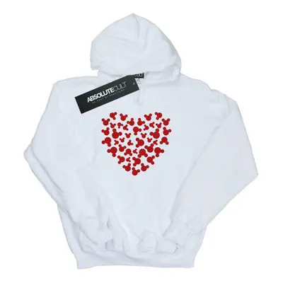 (M, White) Disney Womens/Ladies Mickey Mouse Heart Silhouette Hoodie