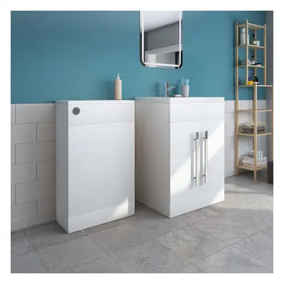 Calm White Freestanding Vanity Unit & Back to Wall Toilet Unit Set