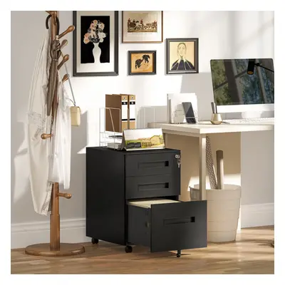 Vinsetto Lockable Mobile Filing Cabinet w/ Drawers x x cm Black