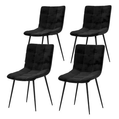 (Black, 4) Richton Velvet Dining Chair Set Kitchen Home Room