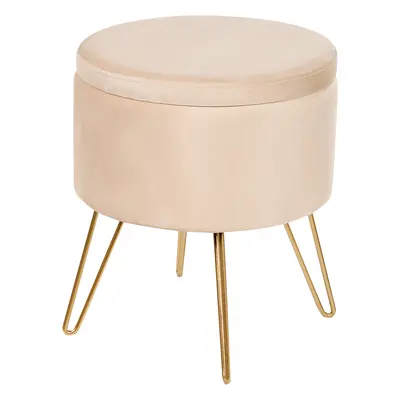 Velvet Storage Pouffe Beige SILAS