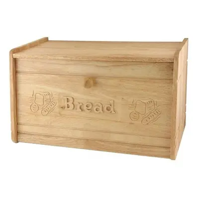 Apollo Hevea Rubber wood Wooden Carved Drop Front Bread Bin Counter Storage Box