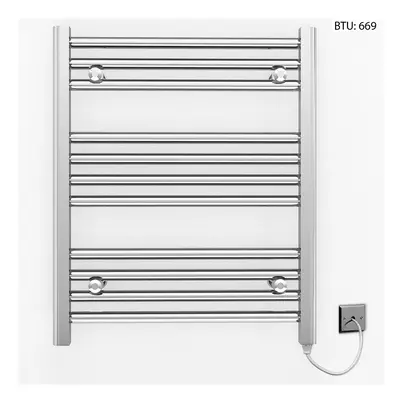 (500 x 600mm (BTU: 669)) Chrome Electric Bathroom Towel Rail Radiator