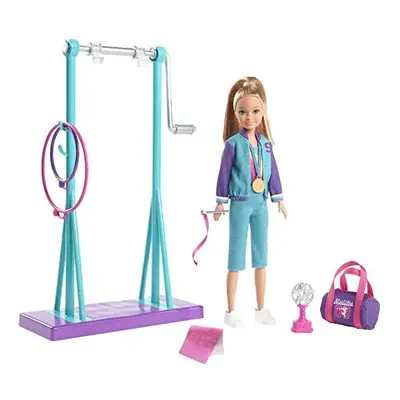 Barbie GBK59 Team Stacie Doll and Gymnastics Playset with Spinning Bar and Themed Accessories, M