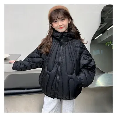 (black, 160) Korean Version Of Cotton Clothing Children&apos;s Clothing Girls Short Winter Cotto