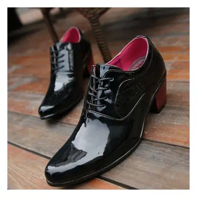 (black, EU:41) Men Black High Heels Dress Oxford Laces Formal Leather Comfortable Business Shoes