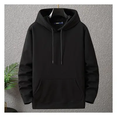 (black, 6XL) Autumn And Winter Fleece Pullover Hooded Sweatshirt With Added Fat And Loose Fit La