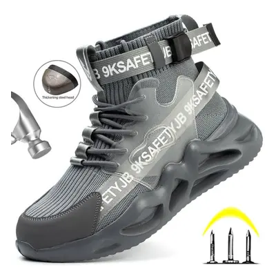 (grey, 41) Work Boots Men Women Safety Boots Steel Toe Safety Work Shoes Indestructible Shoes An