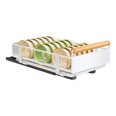 (as the picture, A) Bowl Dish Storage Rack Large Capacity With Adhesive Rail Pull Out Sliding Dr