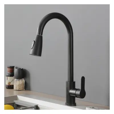 (BLACK) Black Kitchen Faucet Cold Hot Water Mixer Crane Tap Sprayer Stream Rotation Sink Tapware