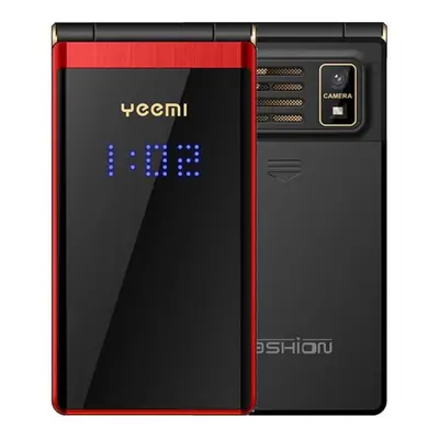 (red) Yeemi M2-c Gsm Mtk Flip Mobile Phone With 2.84inches Double Screen Big Letters Vibration M