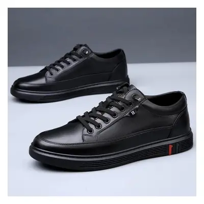 (black, 44) Spring Autumn Genuine Leather Shoes Men Footwear Soft Leather Mens Casual Shoes Flat