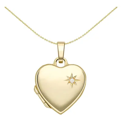 Jewelco London 9ct Yellow Gold Diamond Star-set Love Heart Locket Pendant 1pts - LKNR02231