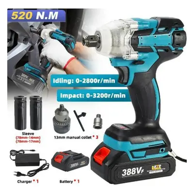 (as the picture, Bare Metal) Makita Electric Wrench Set: Lithium Battery, Brushless Motor, Large