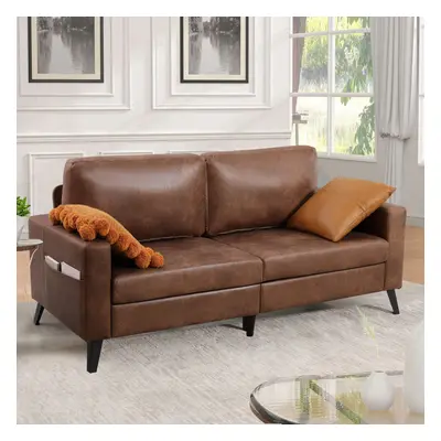 (Brown, Faux Leather) YODOLLA 2m Sofa Couch Modern Decor Furniture