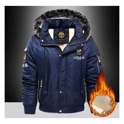 (blue, XXXL) Outdoor Casual Down & Parkas Coat Oversize Plus Velvet Thick Keep Warm Winter Men&a