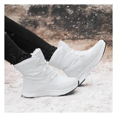 (white, 42) Tuinanle Women Boots Winter White Snow Boot Short Style Water-resistance Upper Non-s