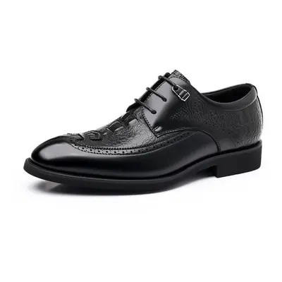 (black, 43) Business Casual Leather Men Shoes Genuine Leather Oxford Shoes For Men Flats Shoes