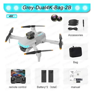 (Dual 4K 2B, Grey) P14 Max Drone 8K HD GPS Professional UAV Intelligent Obstacle Avoidance Folda