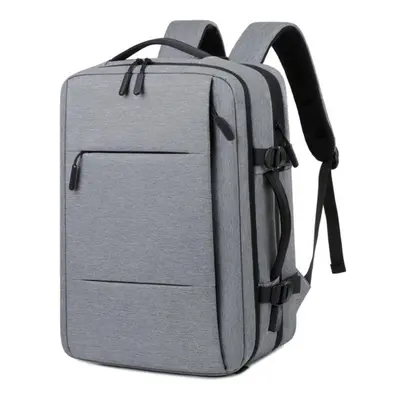 (light grey) Classic Travel Backpack Men Business Backpack School Expandable Usb Bag Large Capac