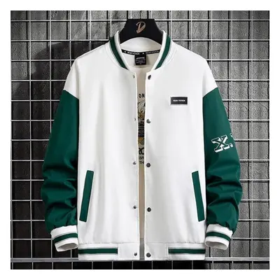 (white, 9XL) 10xl Plus Size Baseball Jacket Men Fashion Casual Patchwork Jacket Coat Male Varsit