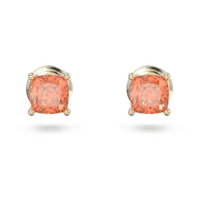 Swarovski Stilla Stud Cushion Cut Orange Gold-Tone Plated Earrings