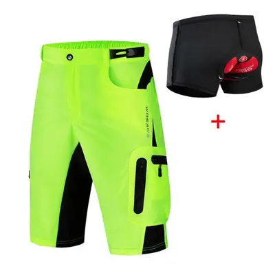 (green, 3XL) Wosawe Men&apos;s Baggy Cycling Shorts Loose-fit Mtb Mountain Bike Bicycle Casual P