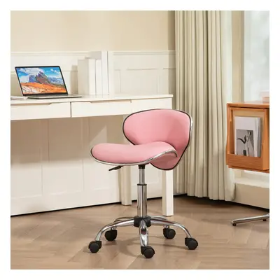 HOMCOM Office Chair Beauty Salon Rolling Technician Stool Chair Pink