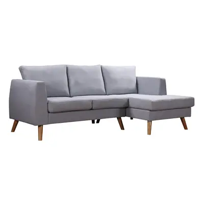 Ewan L-Shaped Corner Sofa in Grey Fabric - Right Hand Chaise