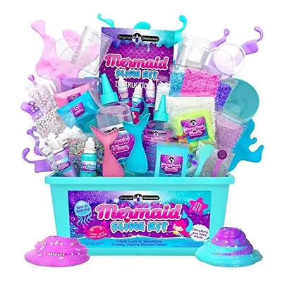 Original Stationery Mermaid Slime Kit, 35-Pieces Slime Set to Make Glow in The Dark Slime with L