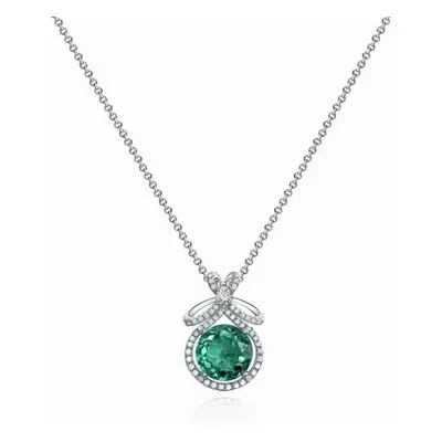 Solid Sterling Silver Round Cut 3CT Emerald Aquamarine Women Necklace Pendant Fine Jewelry Chris