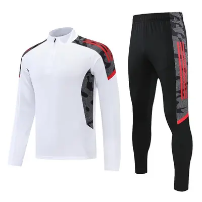 (White, S) Football Long Sleeve Kits for Kids Boys Training Tops and Pants