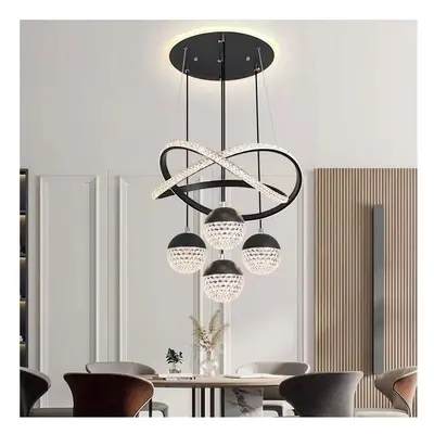 (Black) Modern LED Pendant Chandelier For Dining Room, Adjustable Suspension Light Fixture With 