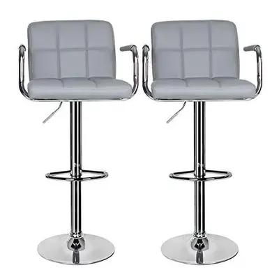 2 pcs Bar Stool,Leather Kitchen Bar Stool Swivel Gas Lift Breakfast Bar Stool with Armrest and C