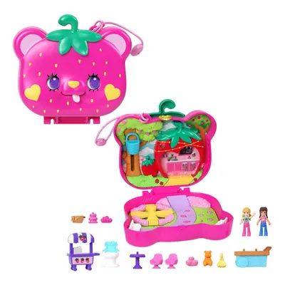 Dolls and Playset, Travel Toy with Fidget Exterior, Straw-beary Patch Compact with Micro Dolls a