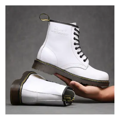 (White, 40) Jadon retro work boots 8-hole motorcycle boots men's shoes couples high-top British 