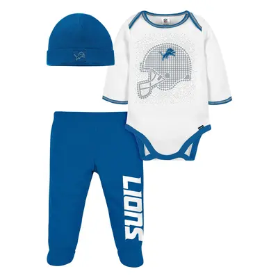 Gerber NFL Baby Boys' 3Pc Bodysuit Footed Pant & Cap Set Detroit Lions Months