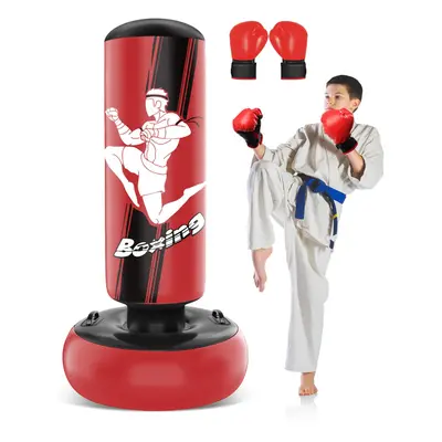 Boxing Bag 165cm Inflatable Kids Punch Bag with Boxing Gloves for Practicing MMA Karate Taekwond