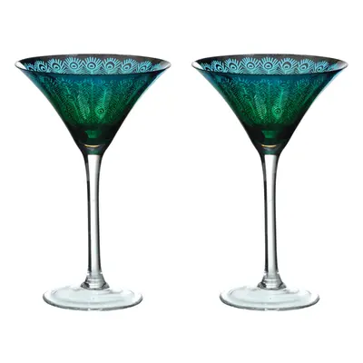 Artland Glassware Peacock Martini Glasses Set of