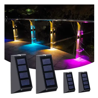 Solar Wall Lights Outdoor Fence Lights LED Waterproof Solar Stair Lights Up and Down Color Ch