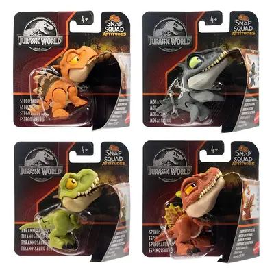 Jurassic World Snap Squad Attitudes Figure Set of - Spinosaurus, Mosasaurus, Tyrannosaurus Rex, 