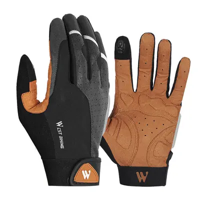 (S, Full) Bike Gloves Anti-slip Breathable Anti-shock Full/Half Finger Gloves Outdoor Sport Bicy