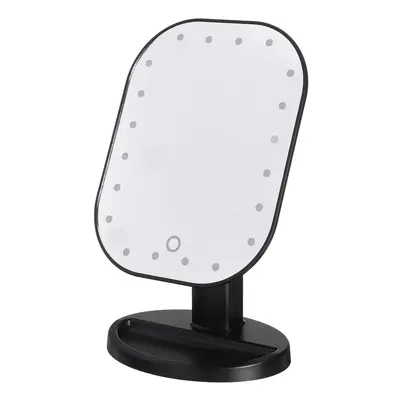 (Black) Battery Powered LED Makeup Mirror Light Desktop Home Touch Screen Adjustable Angle Mirro