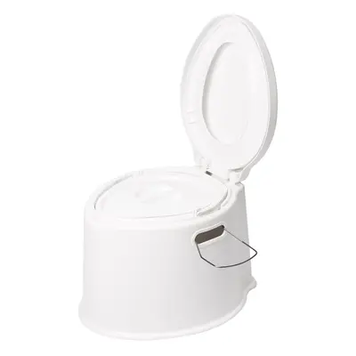 (White) Portable Travel Toilet Compact Potty Bucket Seats Waste Tank Lightweight Outdoor Indoor 