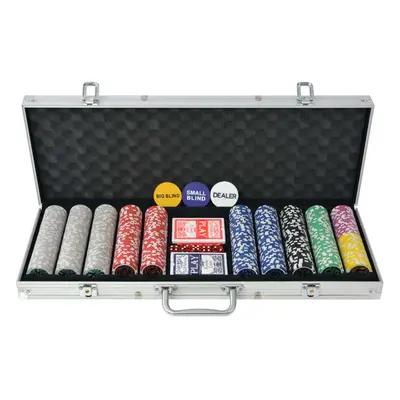 vidaXL Poker Set with Laser Chips Playing Game Aluminium Case Casino Dice