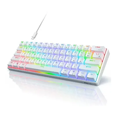 RK61 Wired 60% Mechanical Gaming Keyboard RGB Backlit Ultra-Compact Hot-Swappable Red Switch Whi