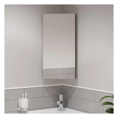 Chrome Single Door Wall Mounted Corner Bathroom Cabinet x 300mm