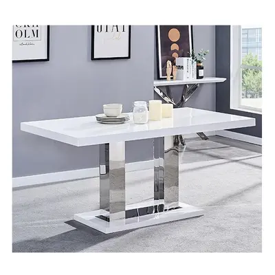 Candice High Gloss Dining Table In White