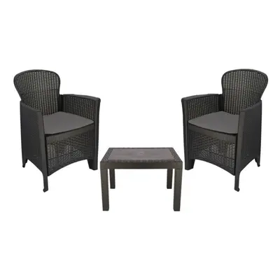 3pc Outdoor Garden Furniture Bistro Table Chairs Set Grey